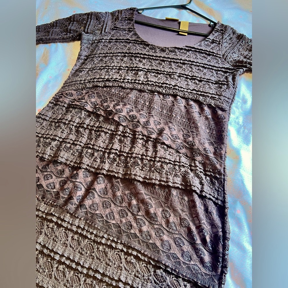 Wrangler Dark Brown Tiered Lace 3/4 Bell Sleeve Dress Size Large Women’s
